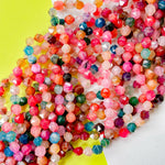 8mm Faceted Rainbow Dyed Agate Helix Cut Strand