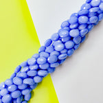 12mm Opaque Periwinkle Blue Faceted Crystal Oval Strand