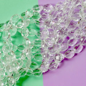 12mm Clear Faceted Crystal Oval Strand