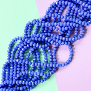 6mm Primary Blue Faceted Crystal Rondelle Strand