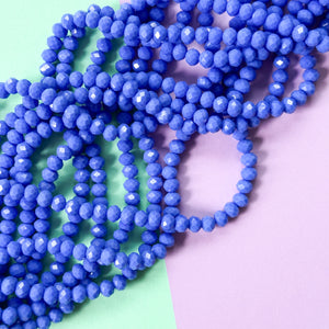 6mm Primary Blue Faceted Crystal Rondelle Strand