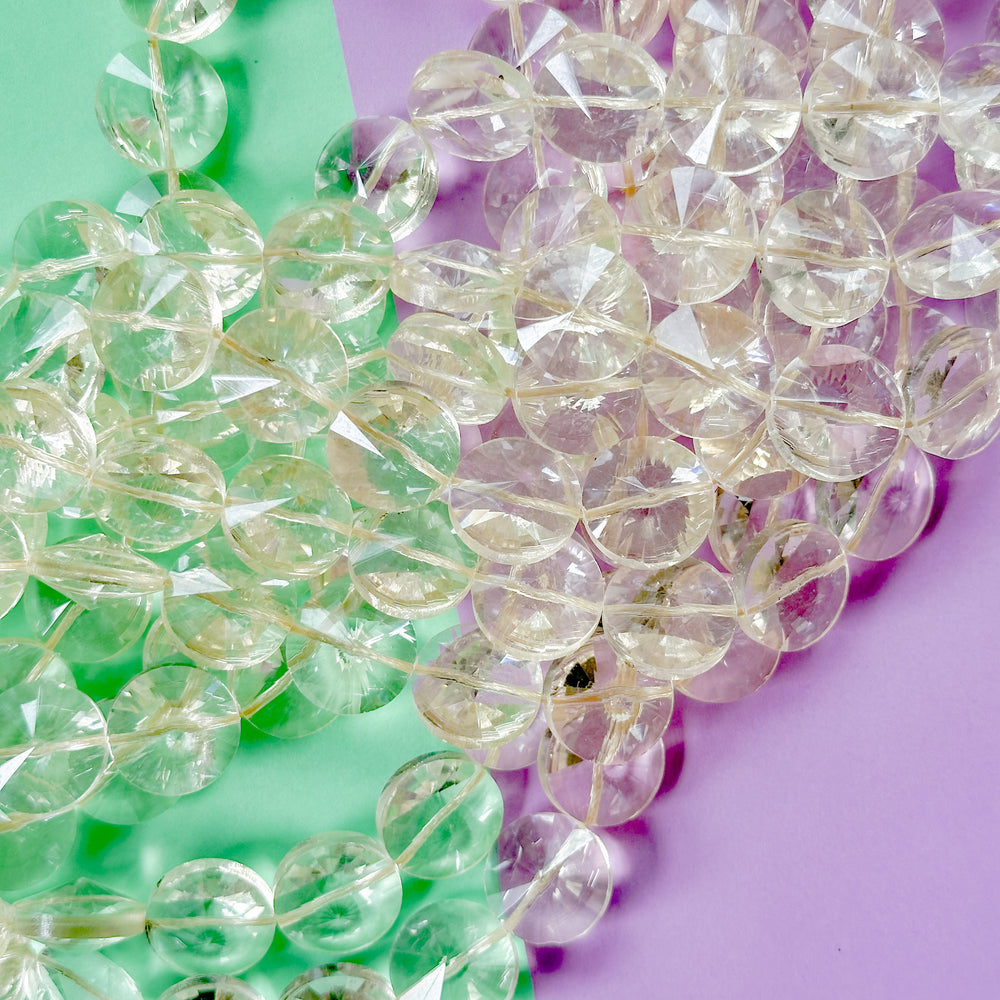 11mm Candlelight Clear Faceted Crystal Coin Strand