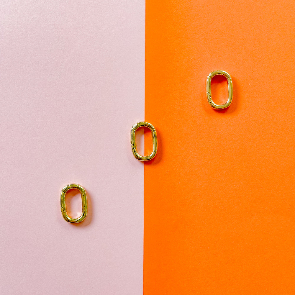 22mm Shiny Gold Charm Enhancer Oval Pushgate Clasp