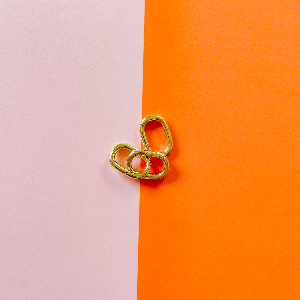 22mm Shiny Gold Charm Enhancer Oval Pushgate Clasp