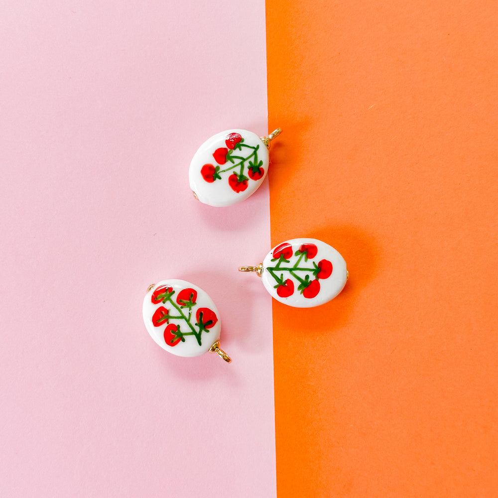 28mm Hand-painted Porcelain Cherry Tomato Charm