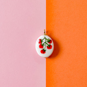 28mm Hand-painted Porcelain Cherry Tomato Charm