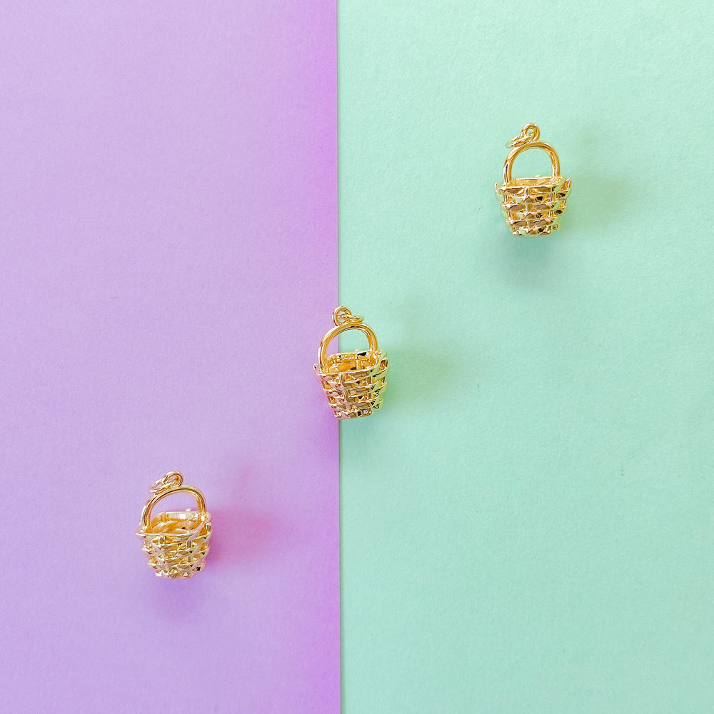 14mm Shiny Gold Basket Charm