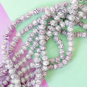 8mm Black and White Marbled Cut Crystal Rondelle Strand