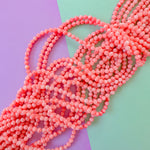 5mm Coral dyed Mother of Pearl Rounds Strand