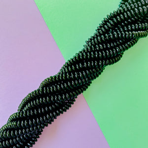 8mm Jet Black Glass Disc Saucer Strand