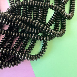 8mm Jet Black Glass Disc Saucer Strand