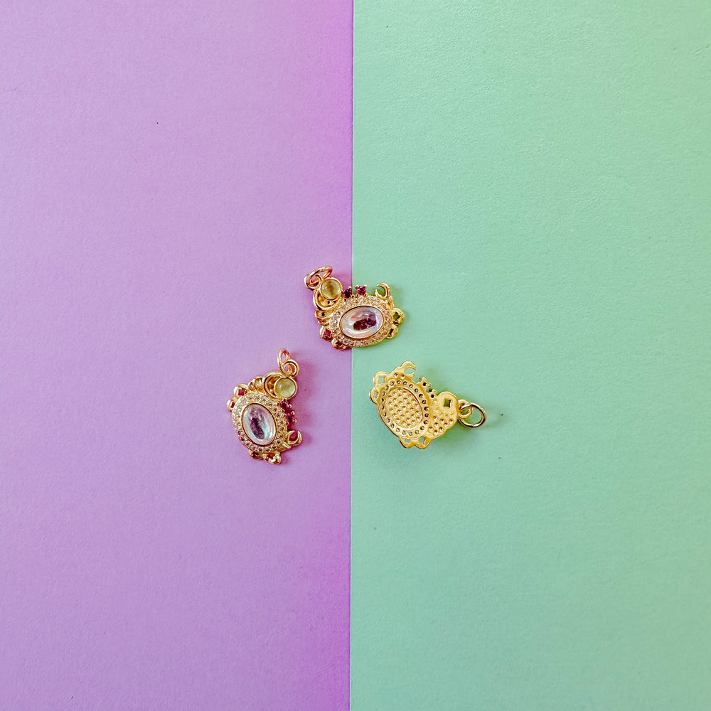 15mm Gold Pave Treasure Crab Charm