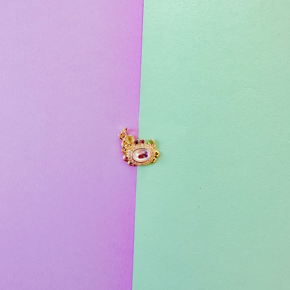 15mm Gold Pave Treasure Crab Charm