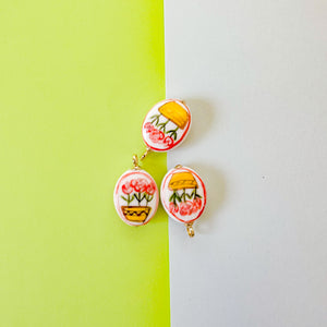 28mm Hand-painted Porcelain Flower Basket Charm