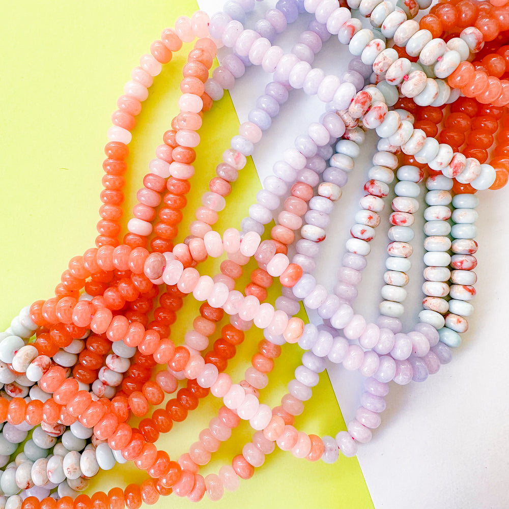 8mm Ombre Pastel Multi Stone Rondelle Strand