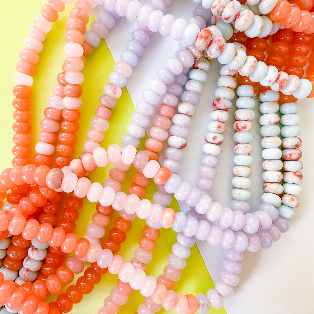 8mm Ombre Pastel Multi Stone Rondelle Strand
