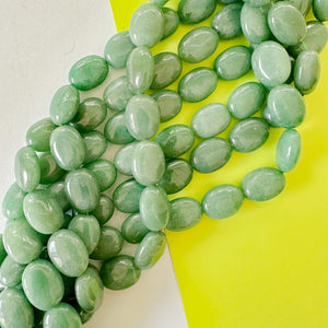 15mm Forest Green Dyed Calcite Puffed Oval Strand