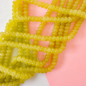 8mm Kiwi Green Smooth Dyed Jade Rondelle Strand