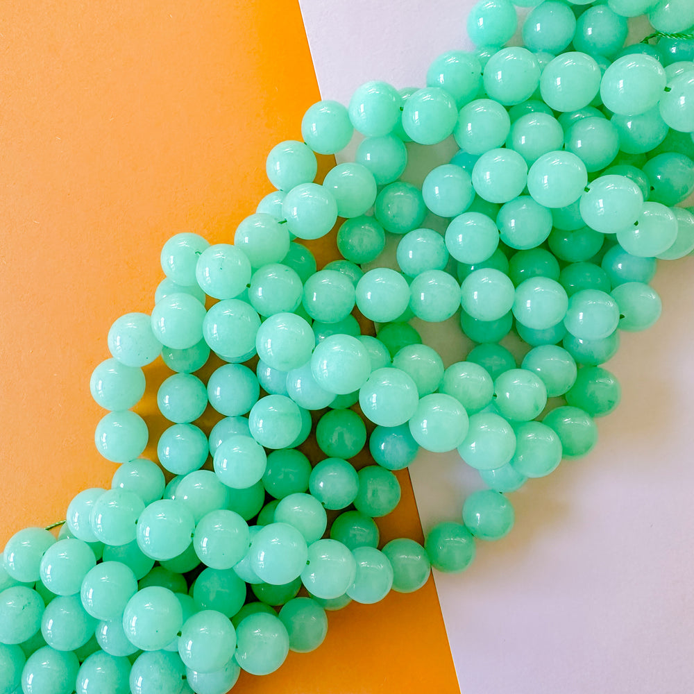 14mm Spearmint Dyed Calcite Rounds Strand
