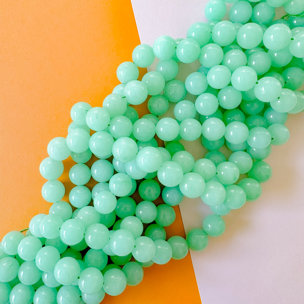 14mm Spearmint Dyed Calcite Rounds Strand