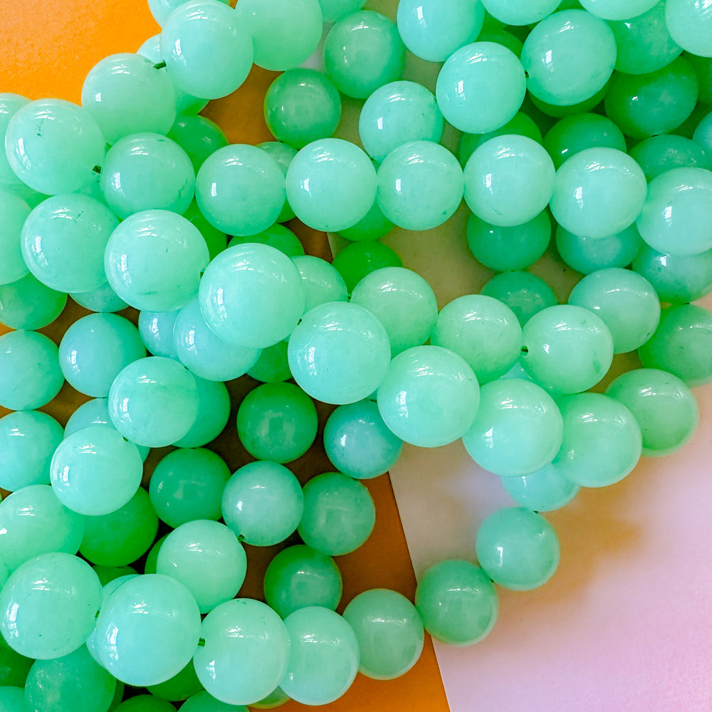14mm Spearmint Dyed Calcite Rounds Strand