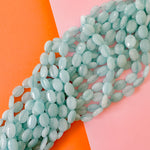 14mm Light Blue Dyed Calcite Flat Oval Strand