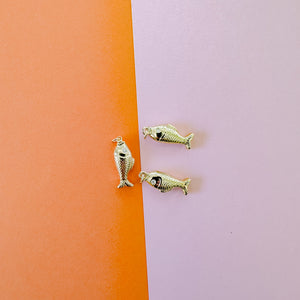 24mm Shiny Gold Pave Fish Charm