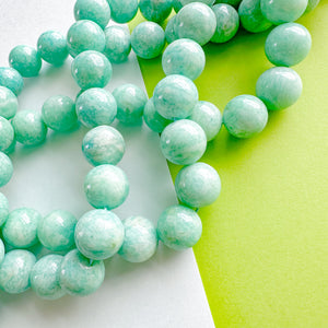 11mm Shiny Peruvian Amazonite Round Strand