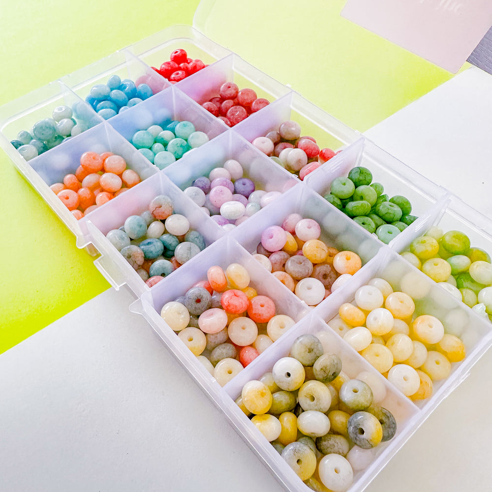 8mm Rainbow Jade Swirl Rondelle Bead Box Set 375 pieces+