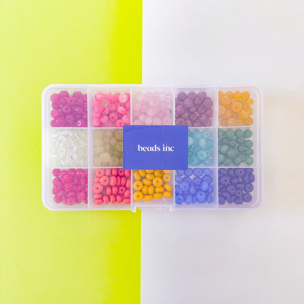 8mm Rainbow Rondelle Bead Box Set 375 pieces+
