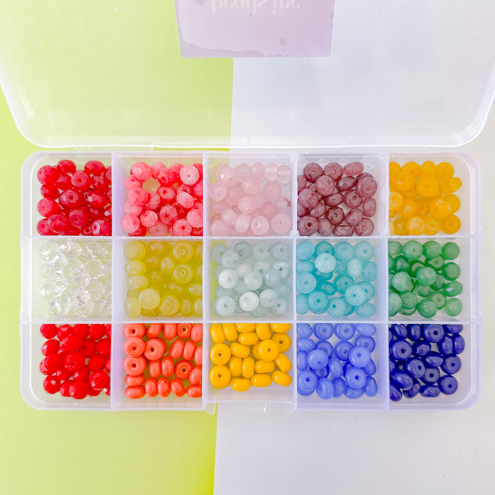 8mm Rainbow Rondelle Bead Box Set 375 pieces+