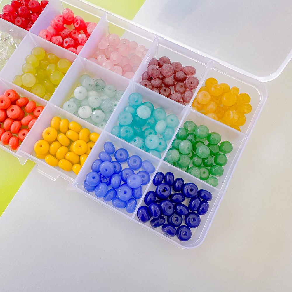 8mm Rainbow Rondelle Bead Box Set 375 pieces+
