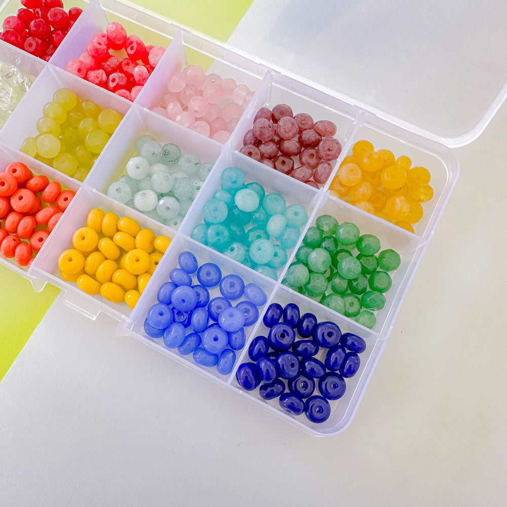 8mm Rainbow Rondelle Bead Box Set 375 pieces+