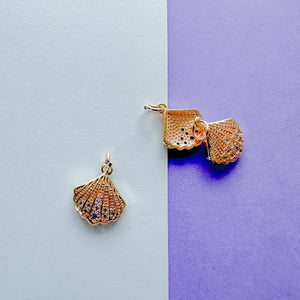 10mm Gold Pave Scallop Shell Charm