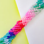 8mm Rainbow Candy Smooth Dyed Jade Rondelle Knotted Strand - Berry Tone