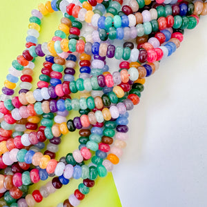 8mm Smooth Mixed Dyed Jade Rondelle Stand