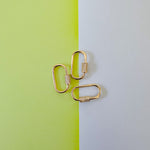 30mm Gold Plated Pave Oval Paperclip Lock Enhancer