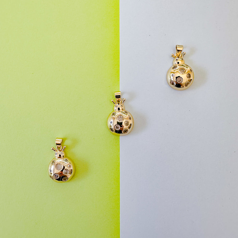 15mm Gold Pave Ladybug Charm