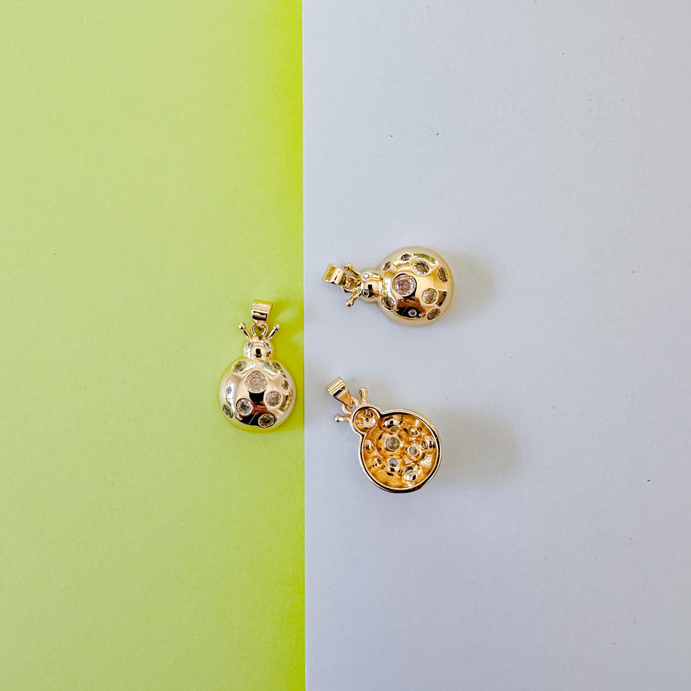 15mm Gold Pave Ladybug Charm