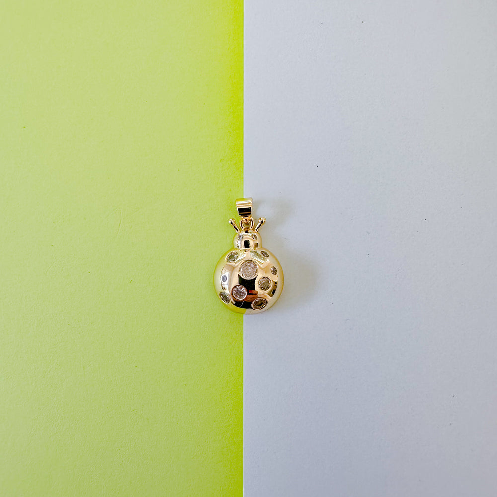 15mm Gold Pave Ladybug Charm
