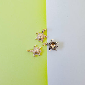 16mm Gold Pave Turtle Charm