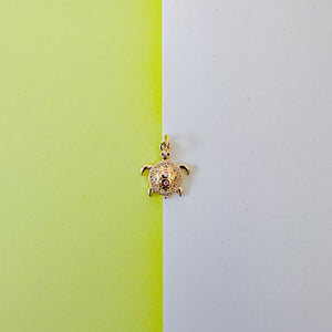 16mm Gold Pave Turtle Charm