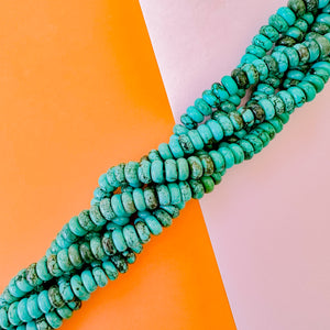 12mm Stabilized Turquoise Rondelle Strand