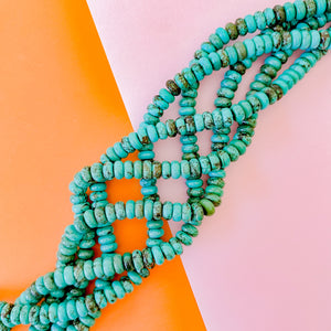 12mm Stabilized Turquoise Rondelle Strand