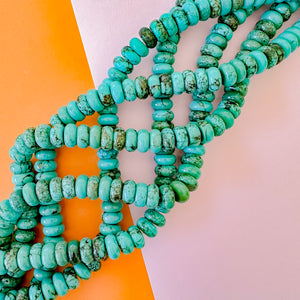 12mm Stabilized Turquoise Rondelle Strand
