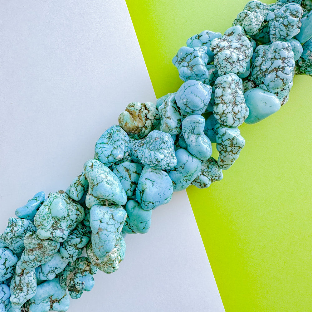 thumbnail image 2 of Gorgeous Turquoise Blue Magnesite Slab Pendant Bead - Center Drilled 30-35mm 2 of 4
