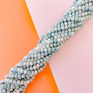 8mm Galaxy Gray Swirl Diamond Crystal Rondelle Strand