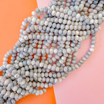 8mm Galaxy Gray Swirl Diamond Crystal Rondelle Strand