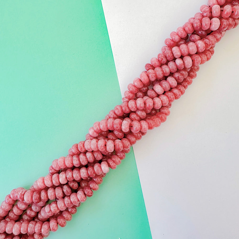 8mm Mauve Smooth Dyed Jade Rondelle Strand