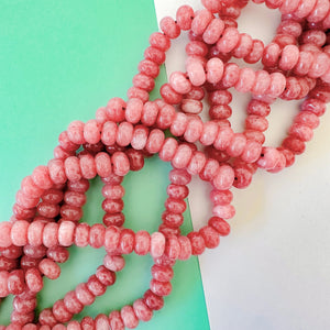 8mm Mauve Smooth Dyed Jade Rondelle Strand
